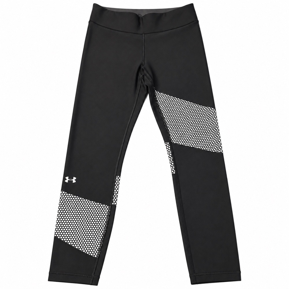 Under Armour S HeatGear Compression Leggings Black Mesh Panel Gym Y2k Athletic